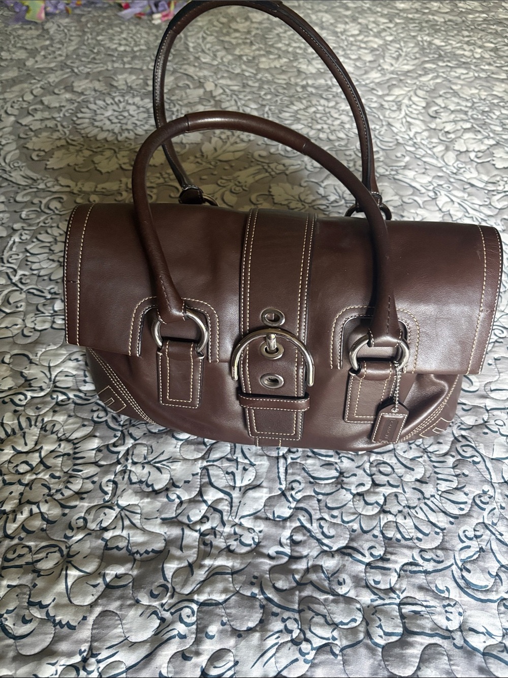 Coach Brown Soho Leather Satchel with Buckle Detail